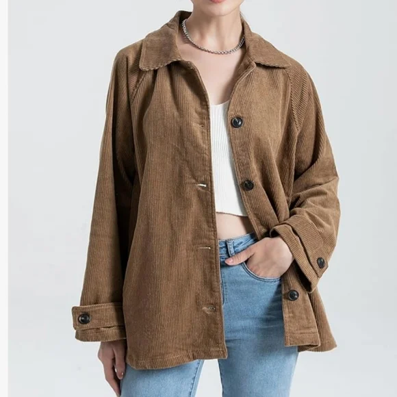 Nwot Minibee Brown Corduroy Jacket/ Shacket - Picture 1 of 9